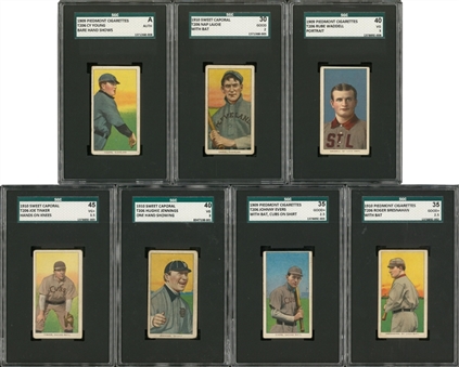 1909-11 T206 White Border Hall of Famers SGC-Graded Collection (7 Different) Including Young